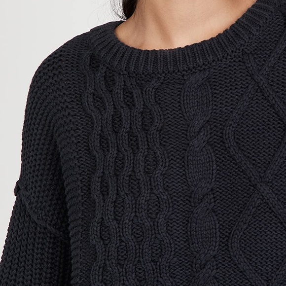 Free People Dream Cable Crew Sweater in Black NWT Small - Picture 3 of 14